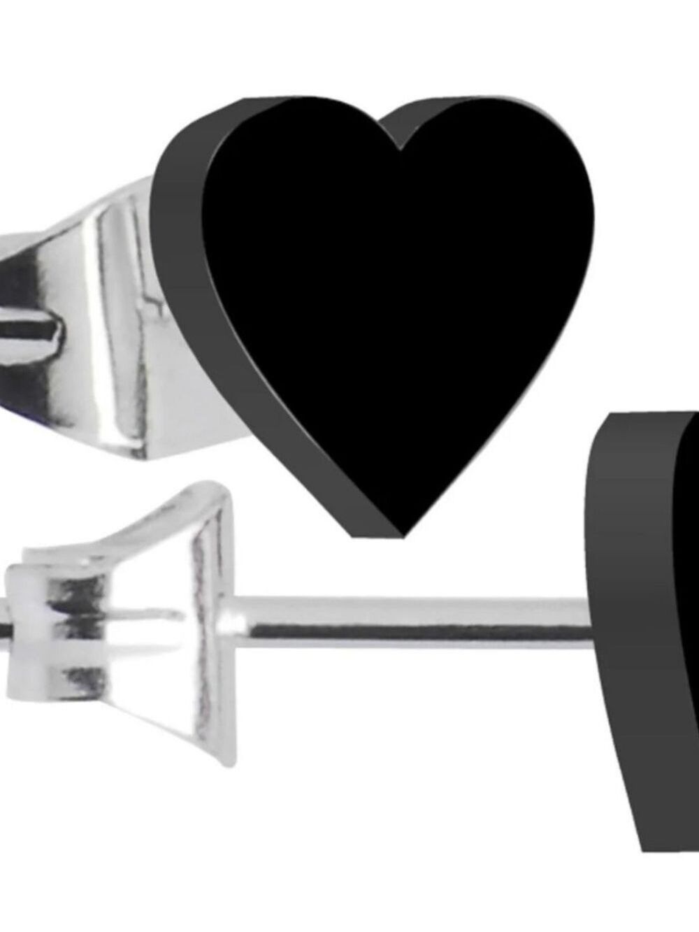 Black Acrylic Heart Stud Earrings